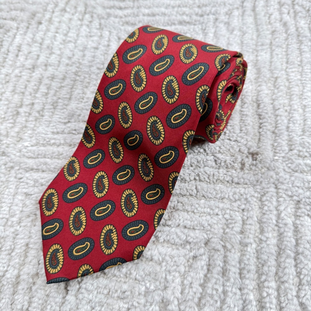Huntington Paisley Tie Red Silk Medallion Classic Preppy Vintage Academia Work
